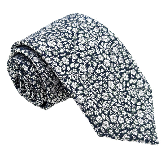 Navy & Sage Ditsy Floral Wedding Tie