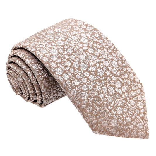 Champagne Ditsy Floral Wedding Tie