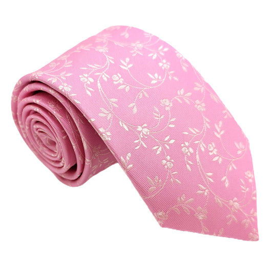 Candy Pink Leaves Wedding Tie