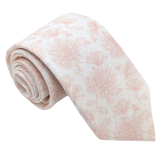 Pink Floral Linen Wedding Tie