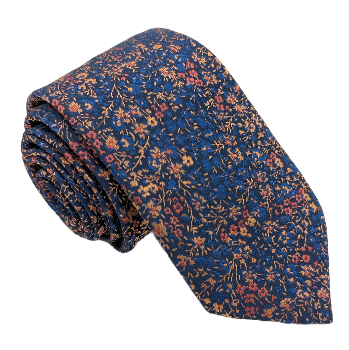 Copper & Navy Ditsy Floral Wedding Tie