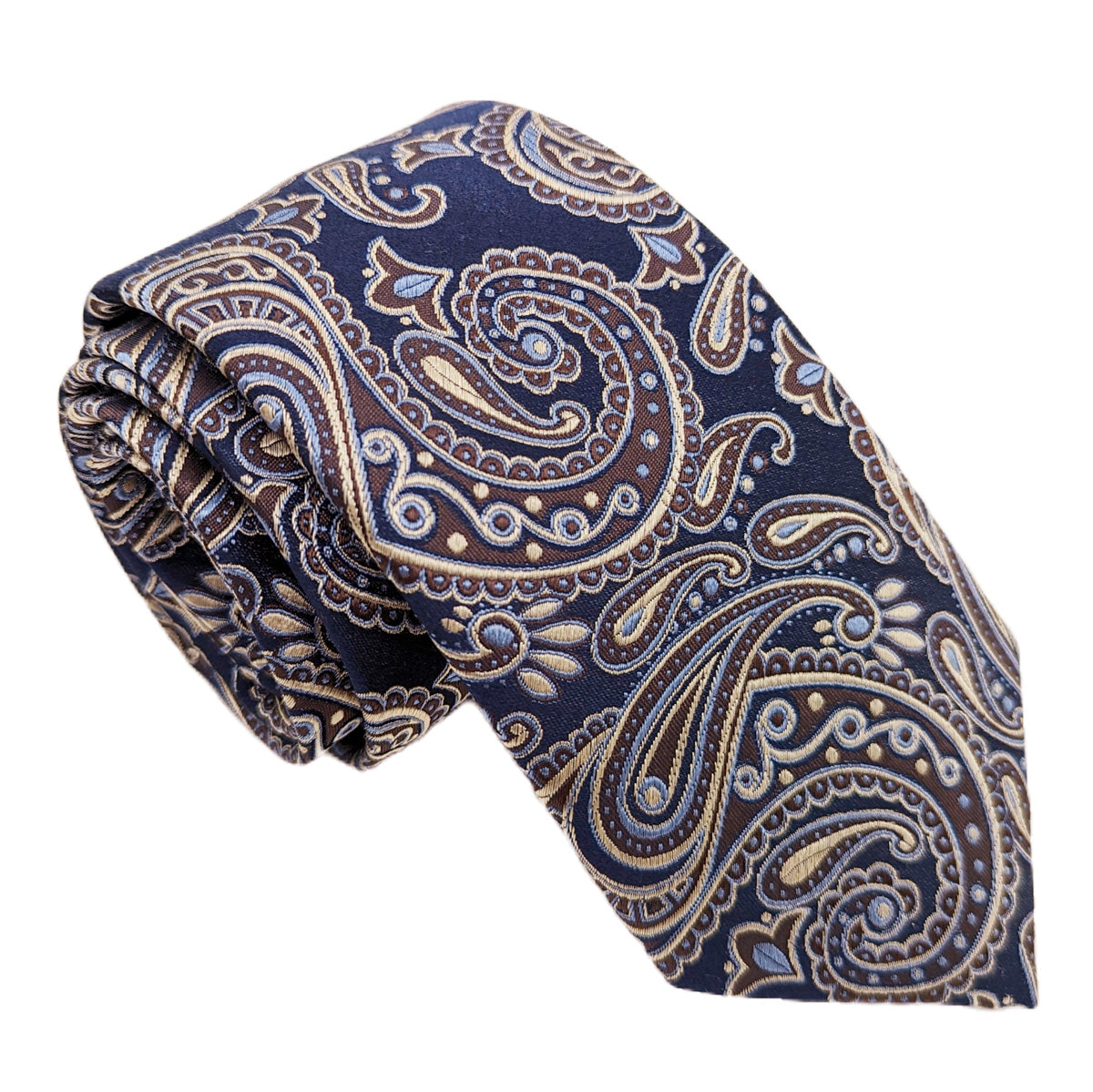 Navy & Beige Paisley Silk Wedding Swatch