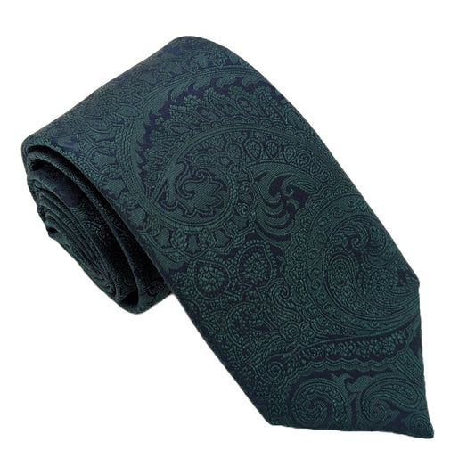 Bottle & Navy Paisley Silk Wedding Tie