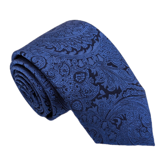 Sapphire & Navy Paisley Silk Wedding Tie