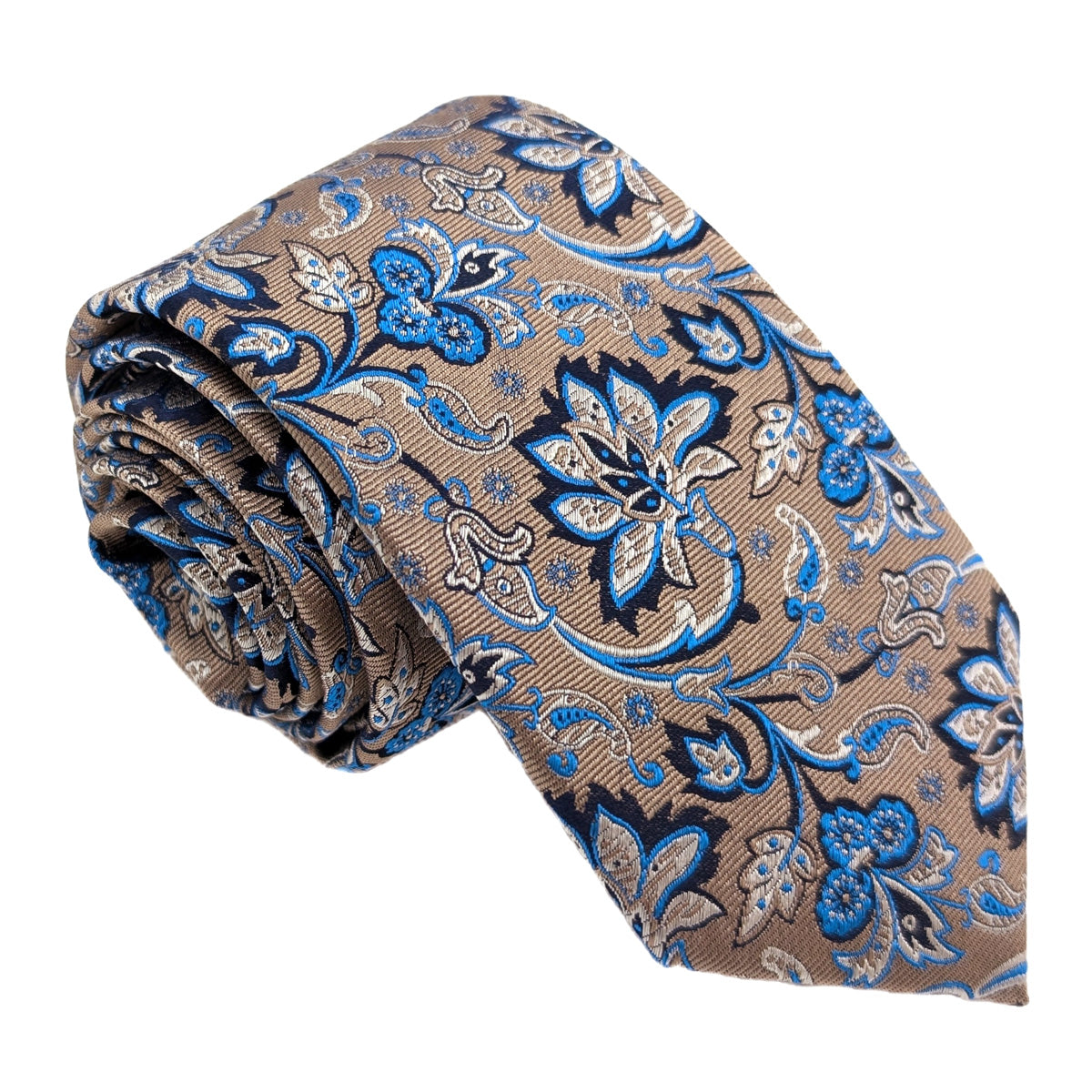 Taupe Flowers Silk Wedding Tie