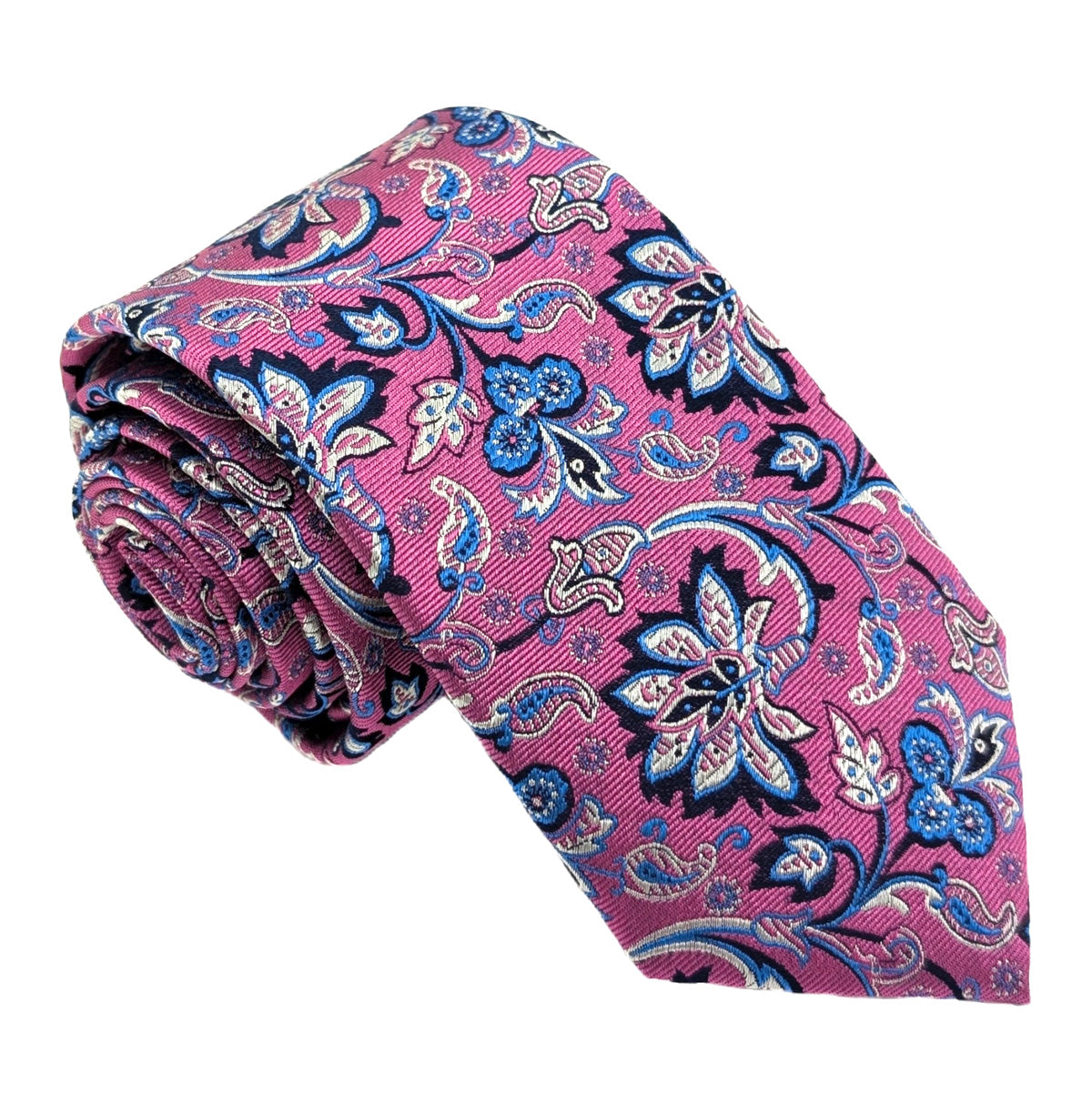 Pink Flowers Silk Wedding Tie