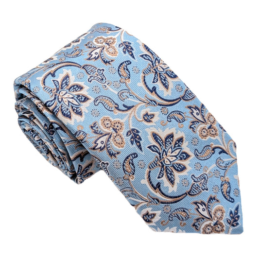 Sky Flowers Silk Wedding Tie