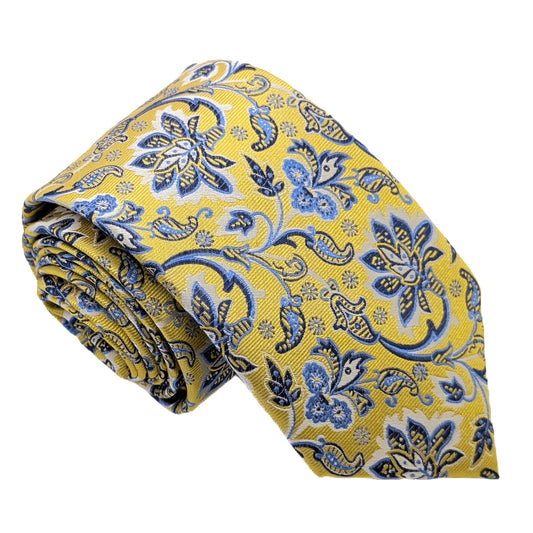 Yellow Flowers Silk Wedding Tie