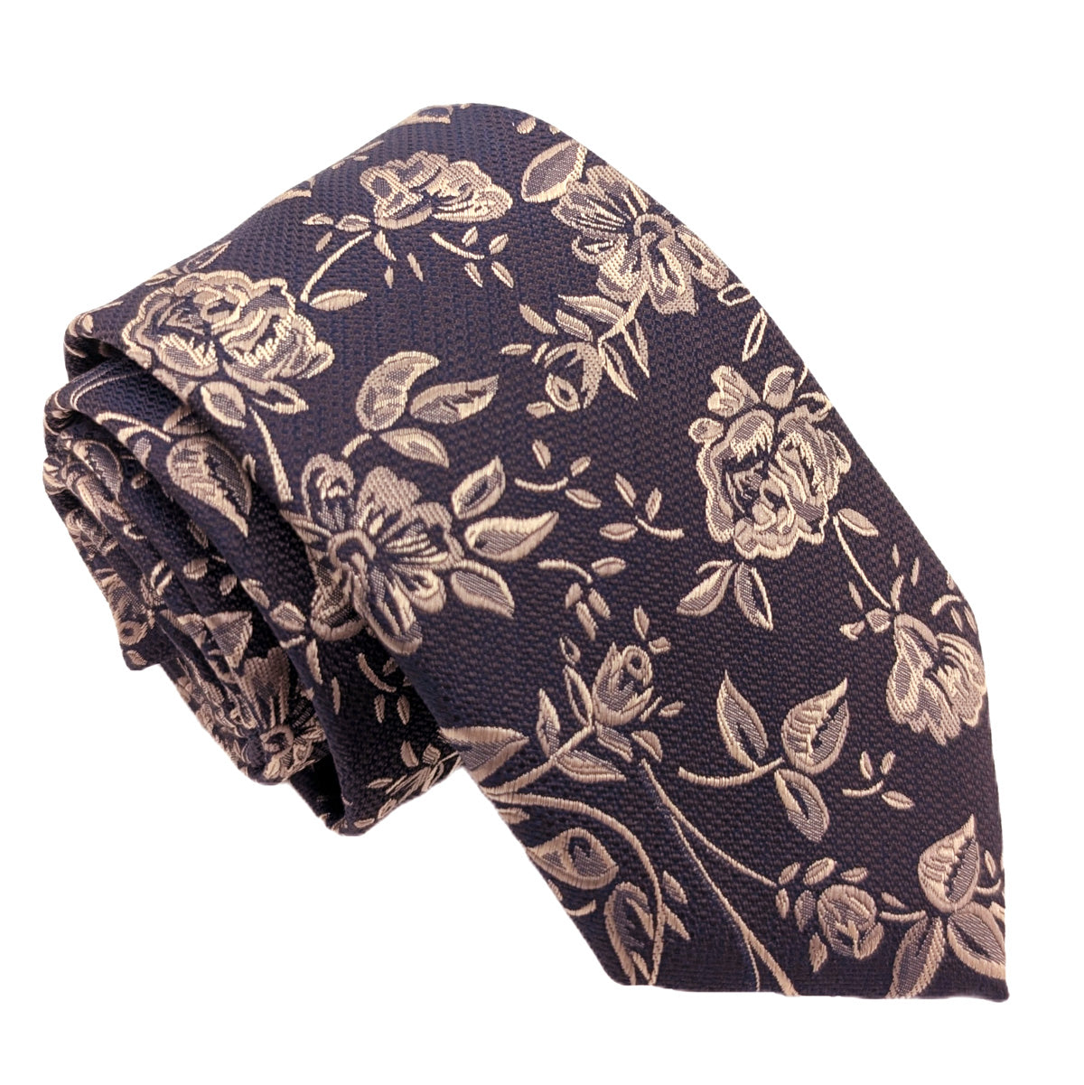 Antique Gold Floral Wedding Tie