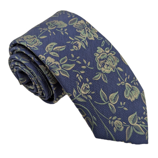 Olive Green Floral Wedding Tie