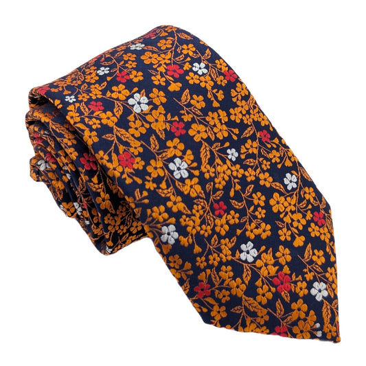 Orange Daisy Floral Wedding Tie