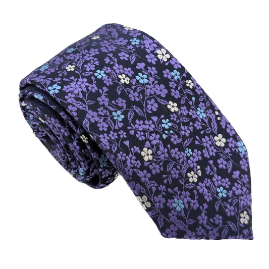 Purple Daisy Floral Wedding Tie