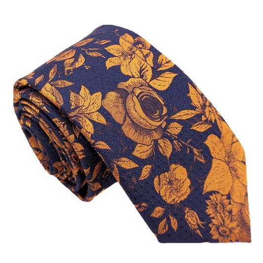 Navy & Copper Vintage Floral Wedding Tie