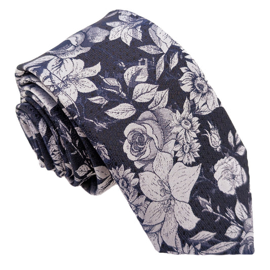 Navy Vintage Floral Wedding Tie