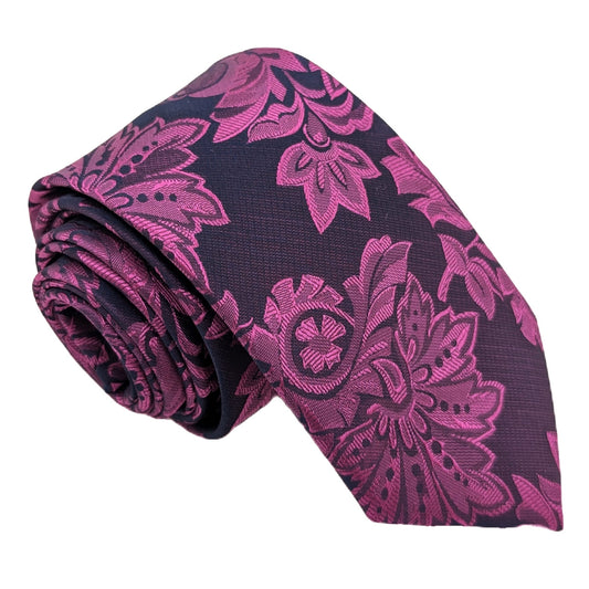 Magenta Vintage Flowers Wedding Tie