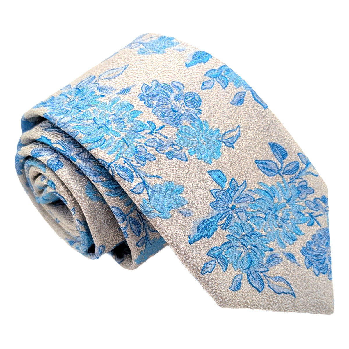 Aqua Floral Silk Wedding Swatch