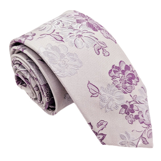 Lilac Floral Silk Wedding Tie