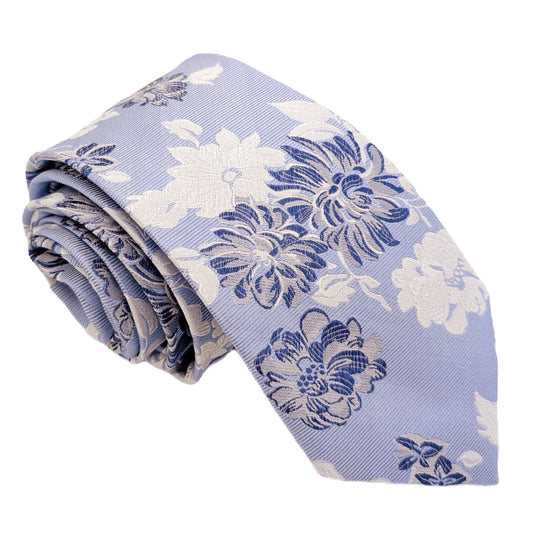 Sky Floral Silk Wedding Tie