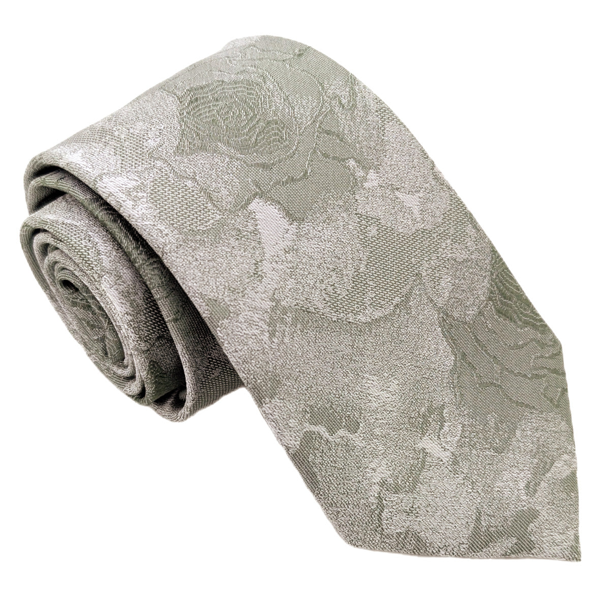 Sage Roses Silk Wedding Tie