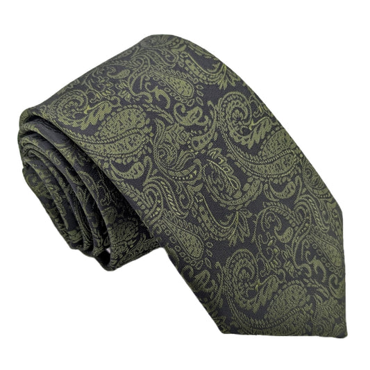 Black & Olive Paisley Wedding Tie