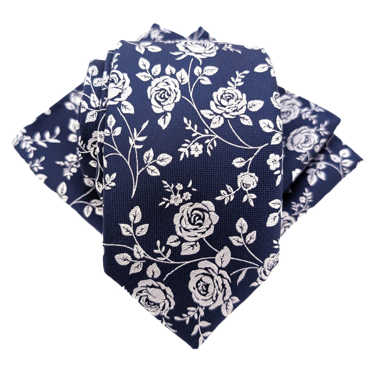 Navy Rose Petals Wedding Tie