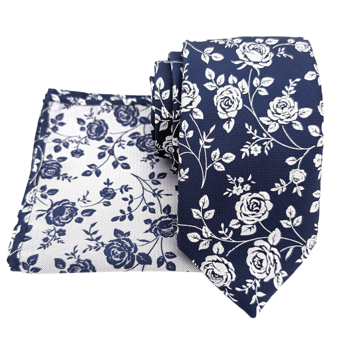 Navy Rose Petals Wedding Tie