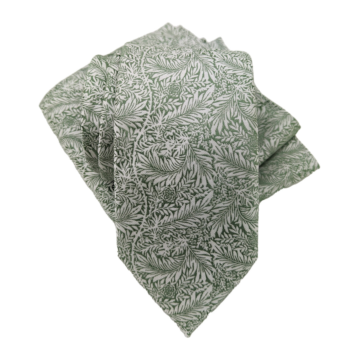 Sage & Silver Leaves Wedding Tie