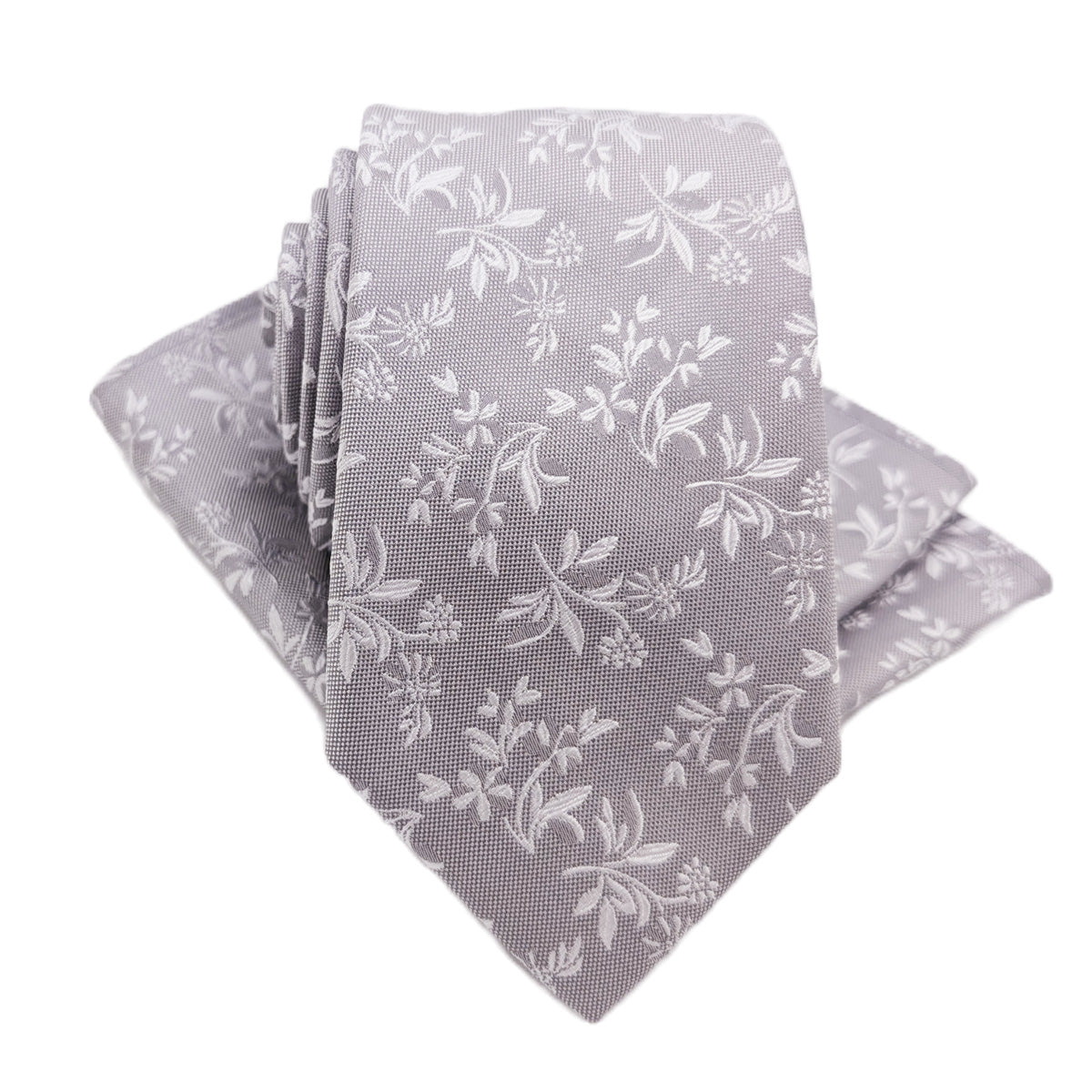 Silver Leaves Silk Pocket Square