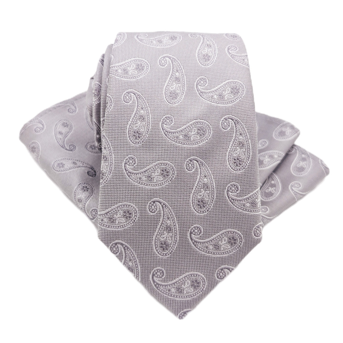 Silver Paisley Silk Pocket Square