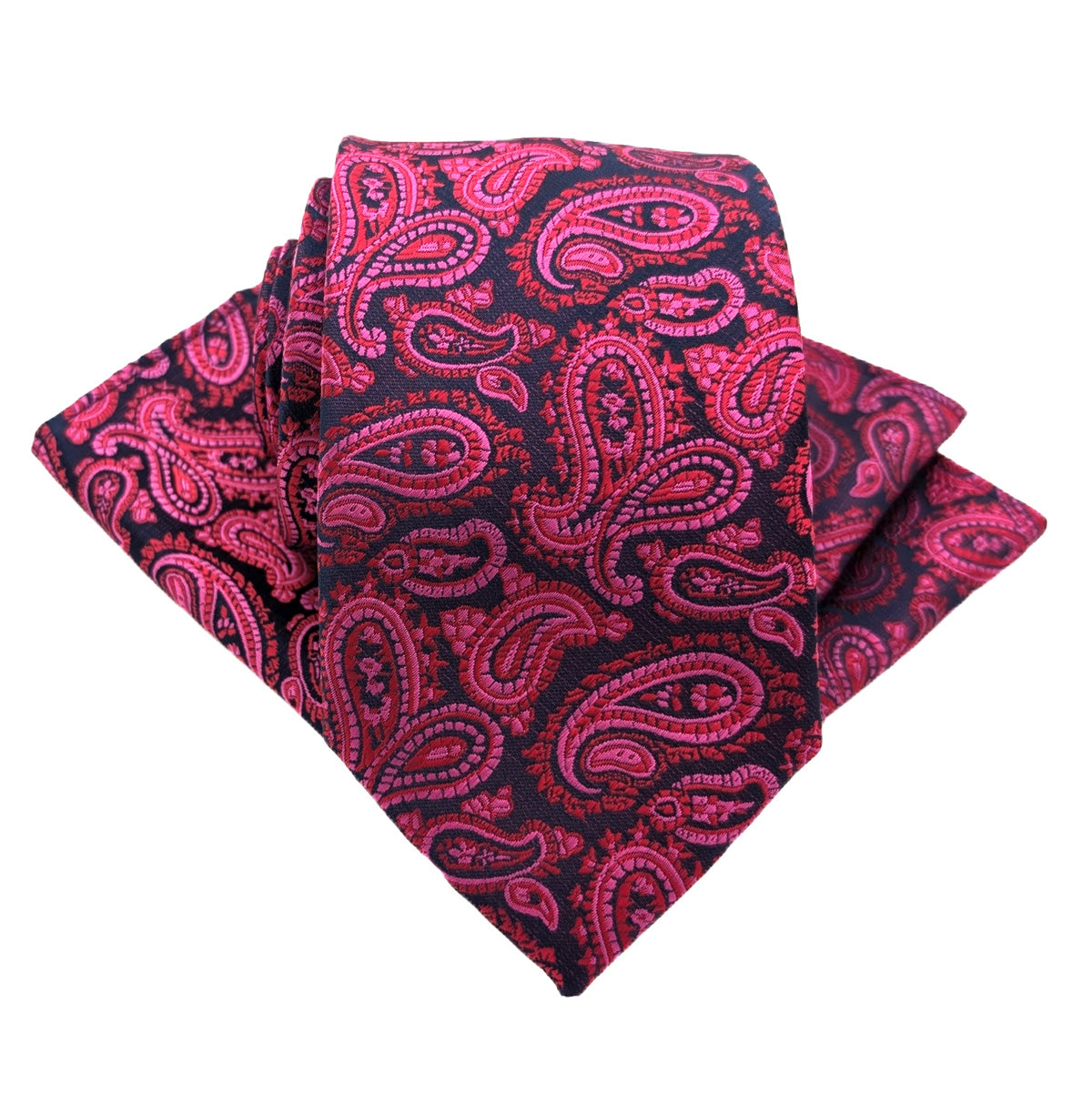 Raspberry Paisley Pocket Square