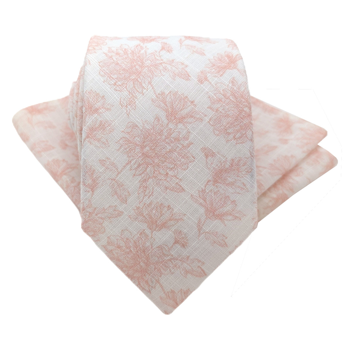 Pink Floral Linen Pocket Square