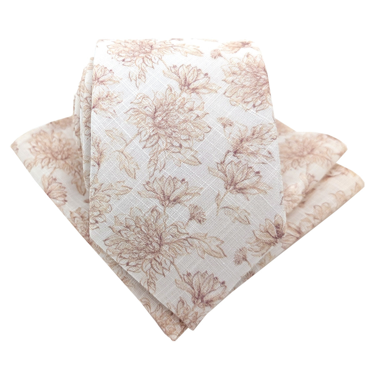 Sepia Floral Linen Wedding Tie