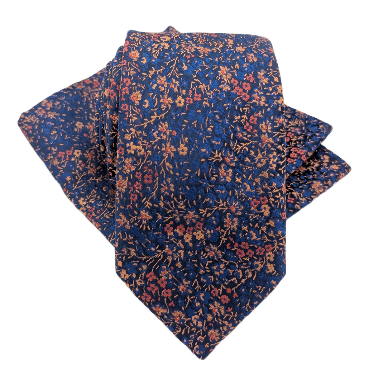 Copper & Navy Ditsy Floral Wedding Tie