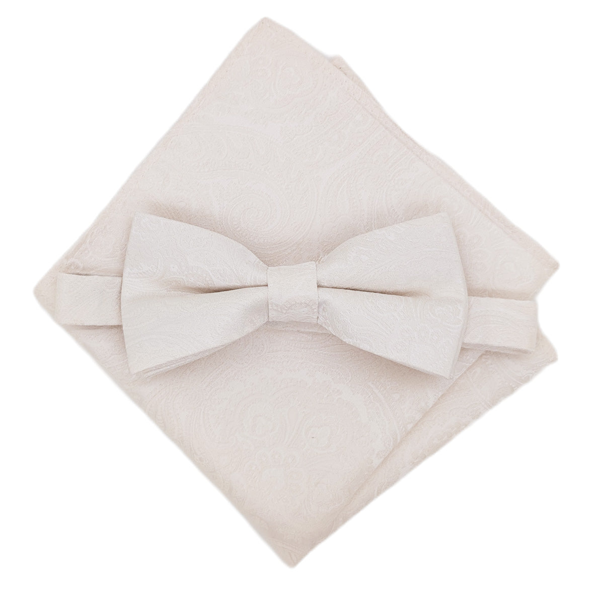 Ivory Paisley Silk Bow Tie