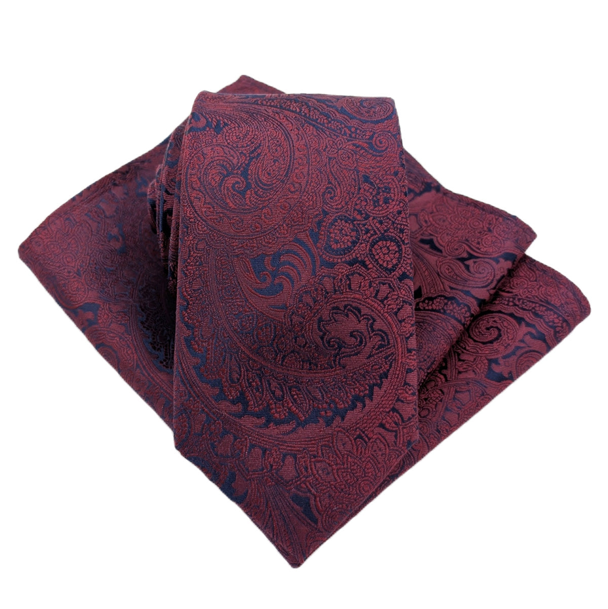 Burgundy & Navy Paisley Silk Wedding Tie