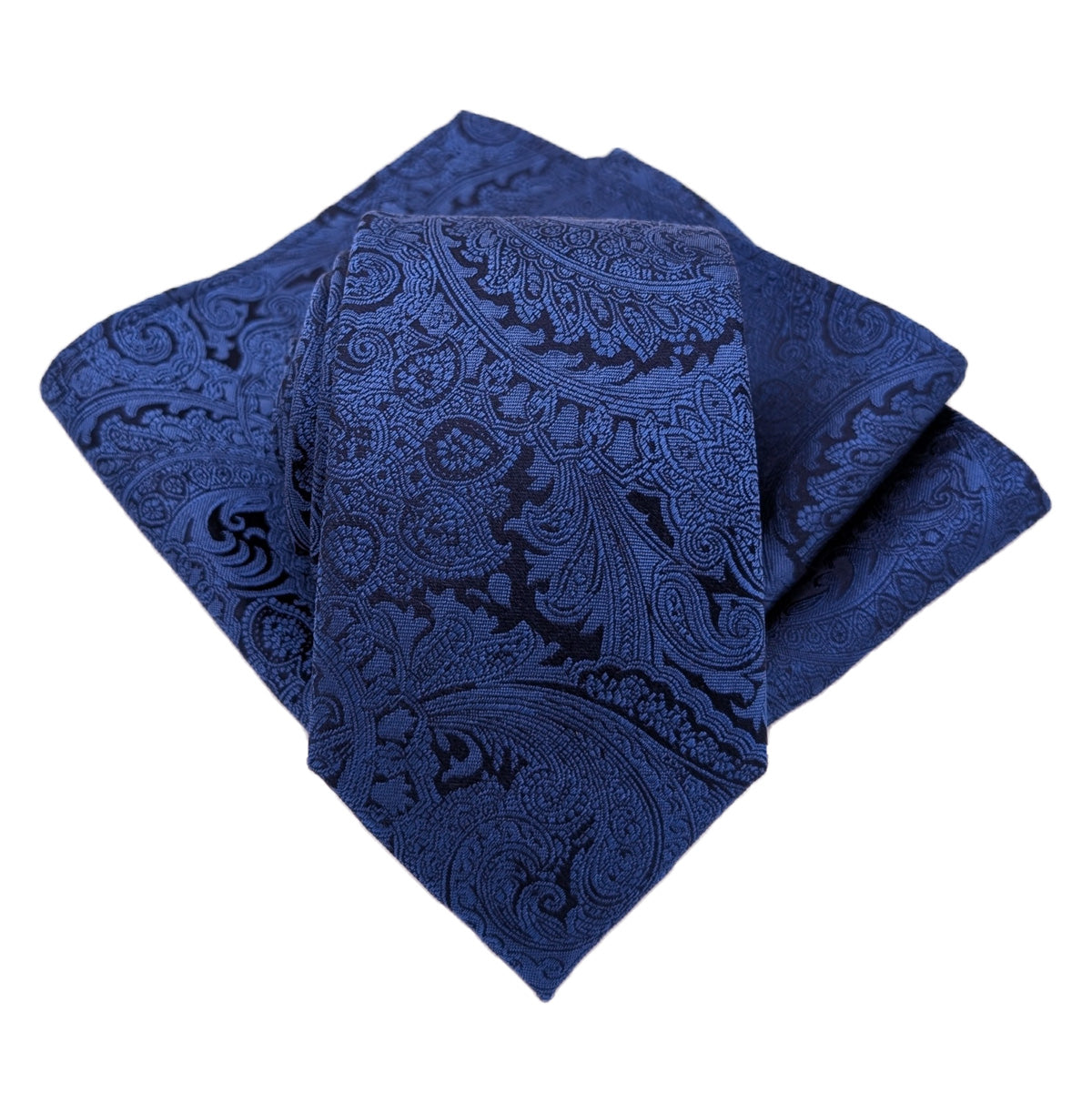 Sapphire & Navy Paisley Silk Pocket Square