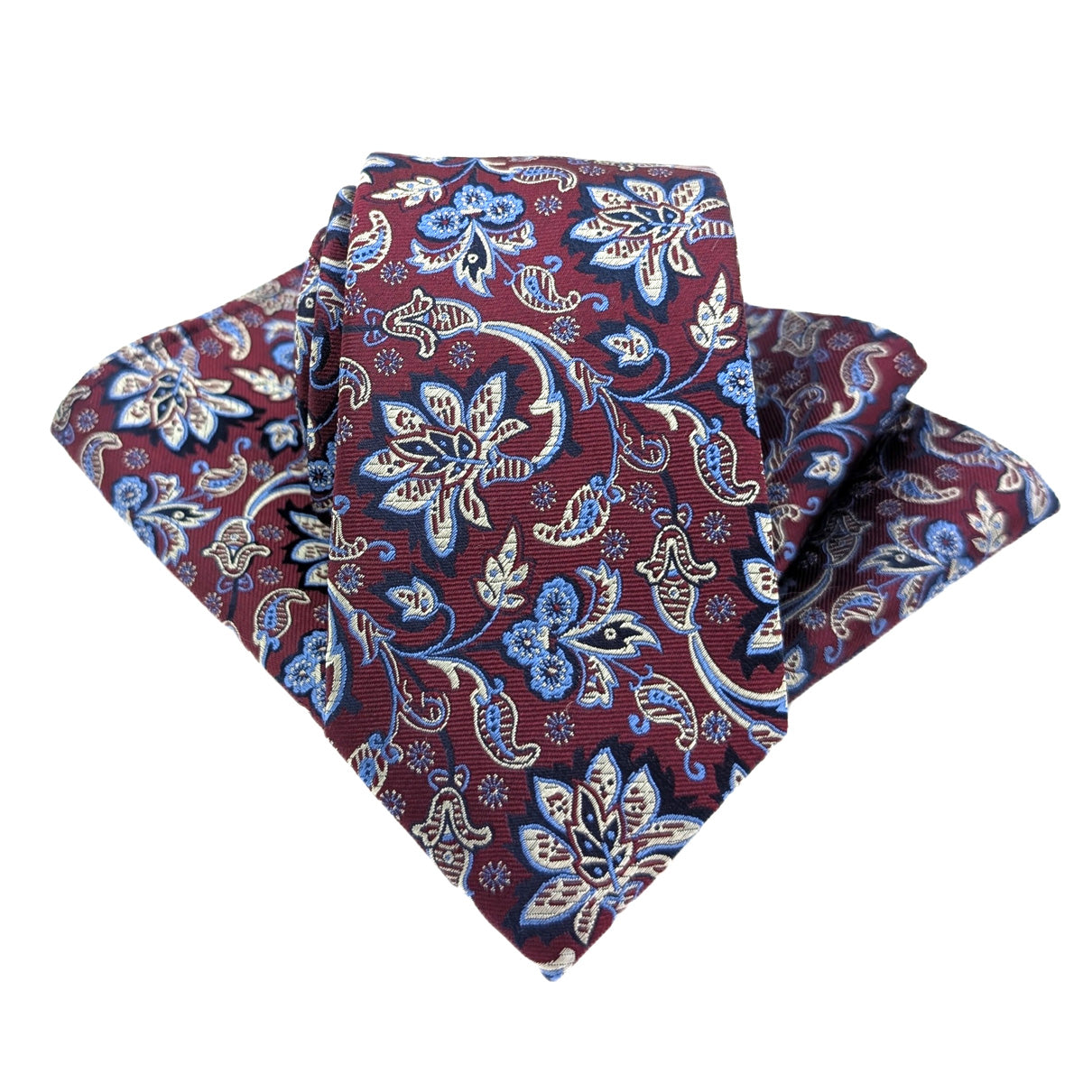 Burgundy Flowers Silk Wedding Tie