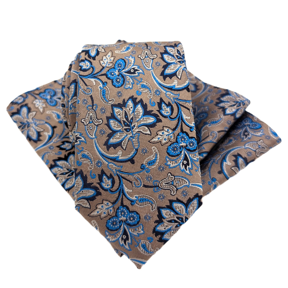 Taupe Flowers Silk Wedding Tie