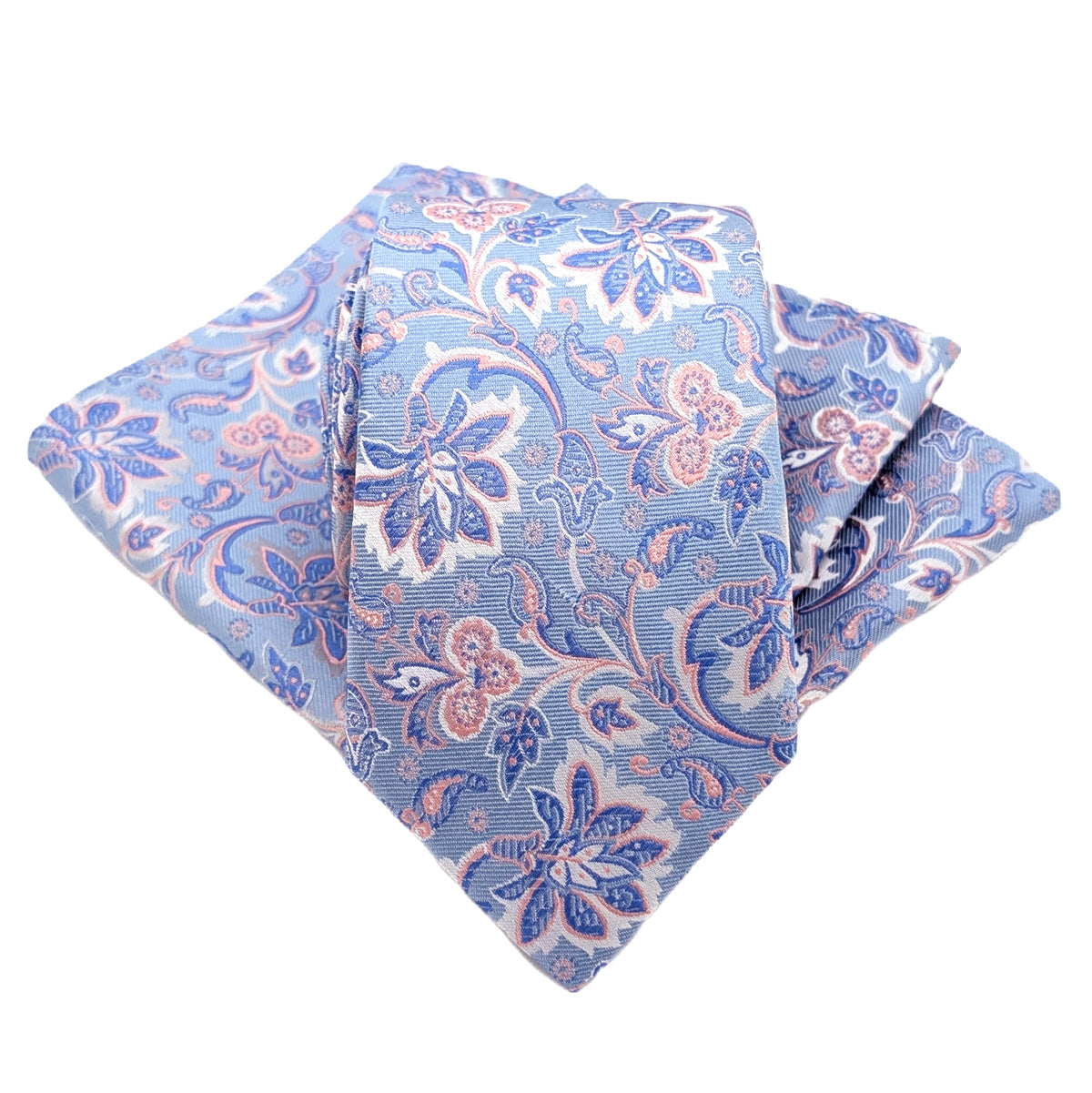 Baby Blue Flowers Silk Wedding Tie