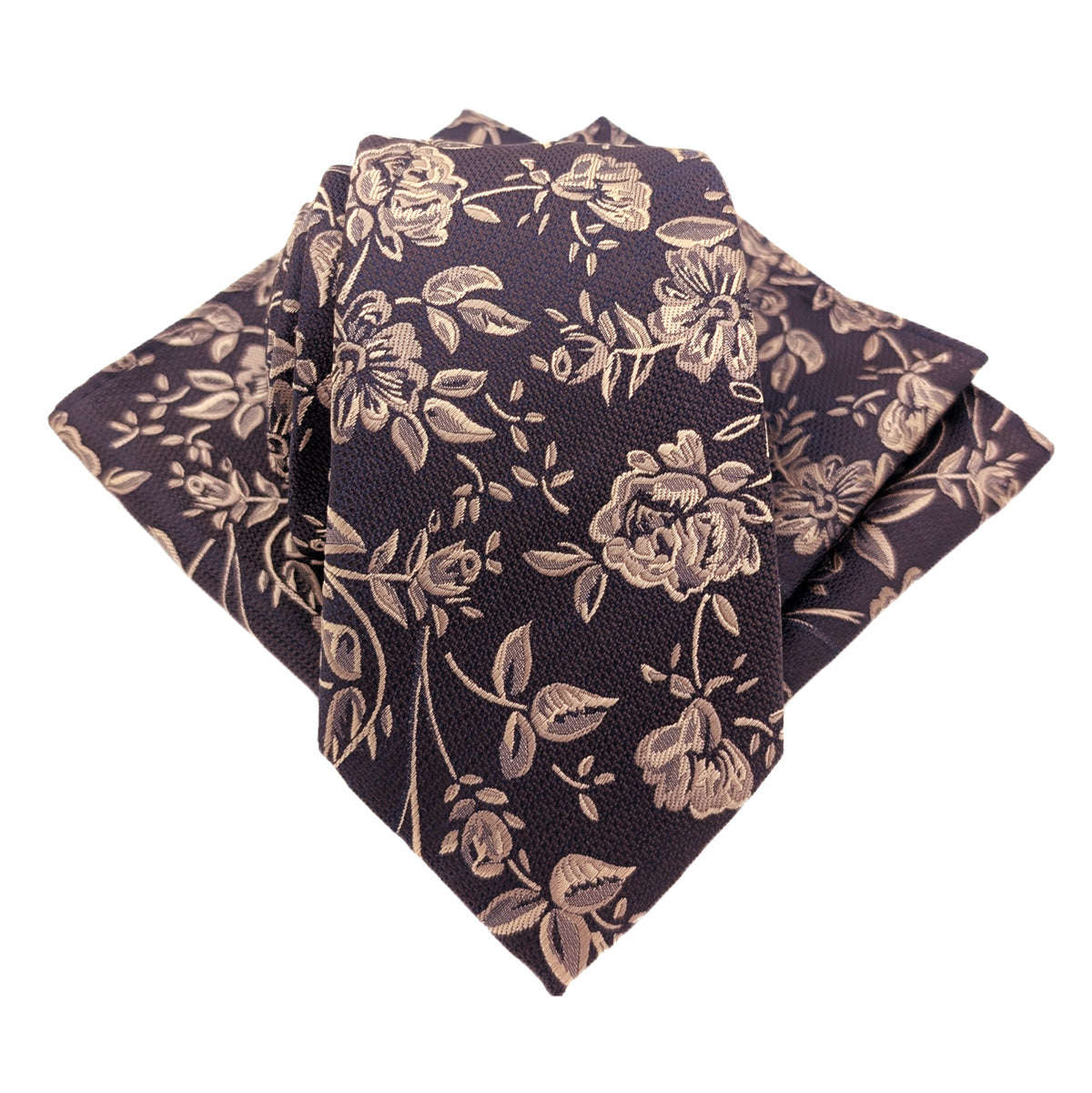 Antique Gold Floral Wedding Tie