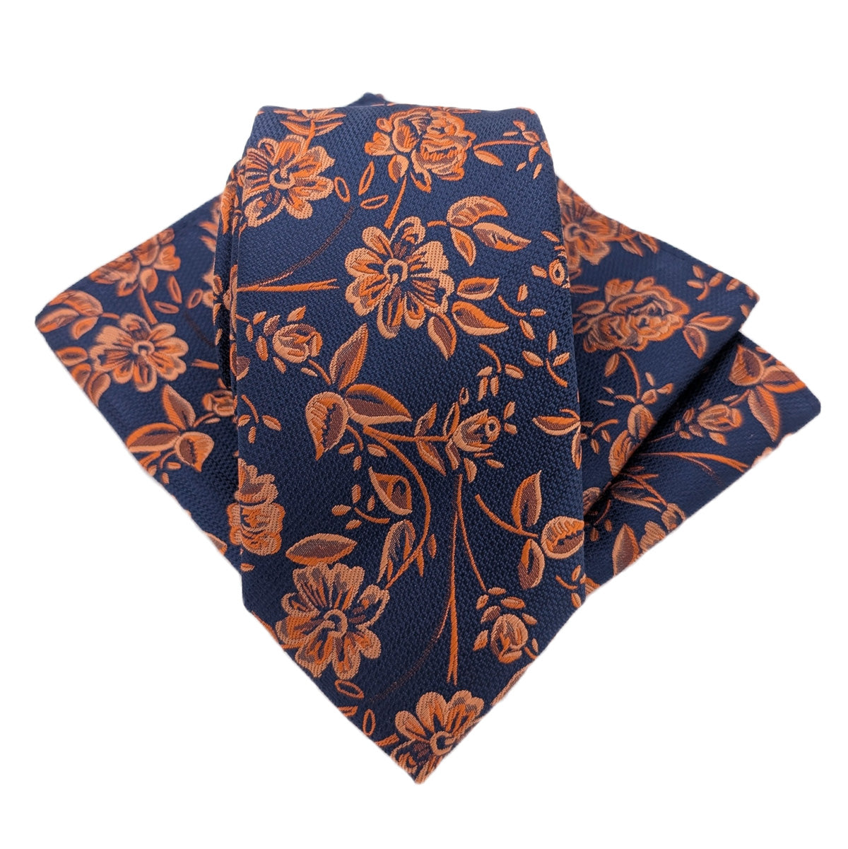 Copper Orange Floral Wedding Tie