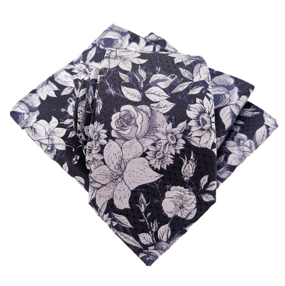 Navy Vintage Floral Pocket Square