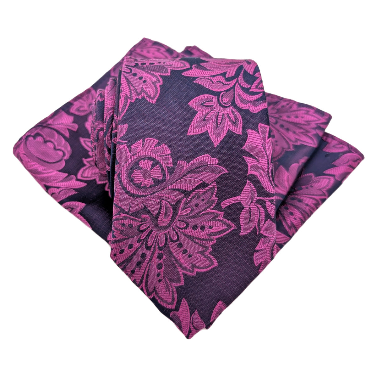 Magenta Vintage Flowers Wedding Tie