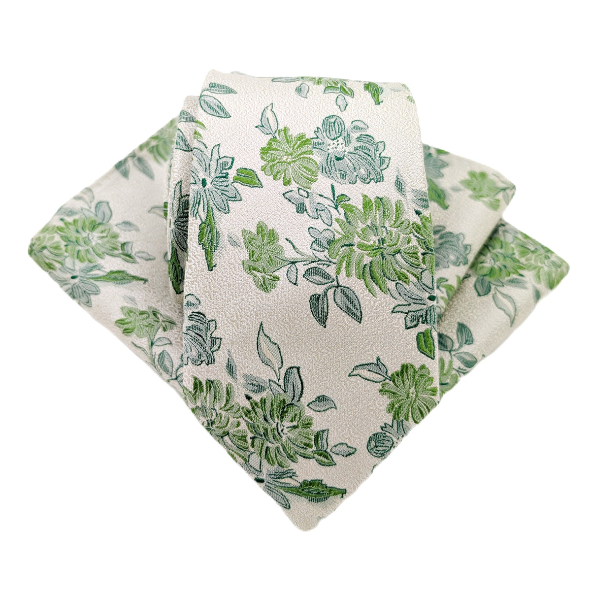 Green Floral Silk Pocket Square