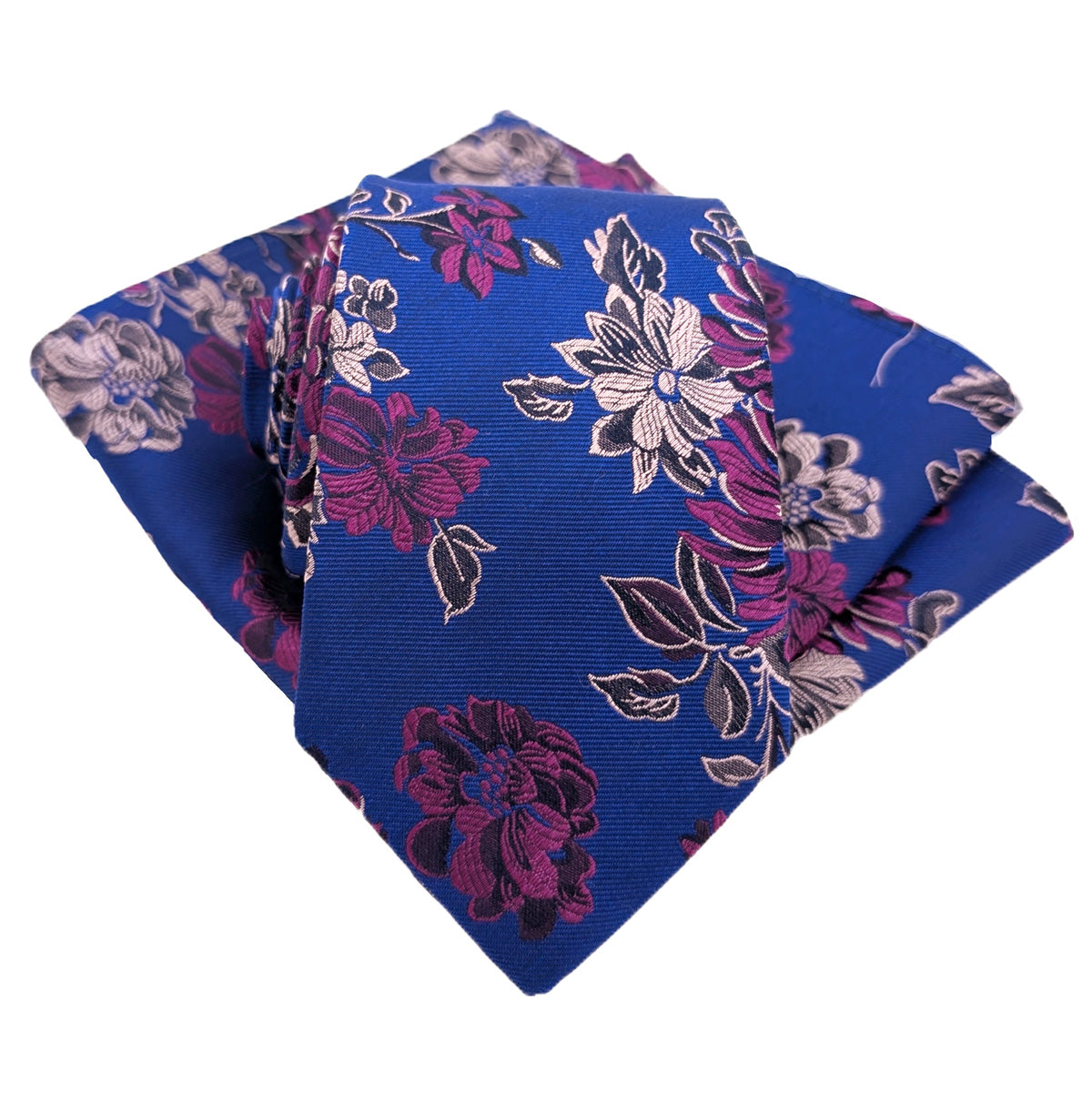 Royal Blue Floral Silk Wedding Tie