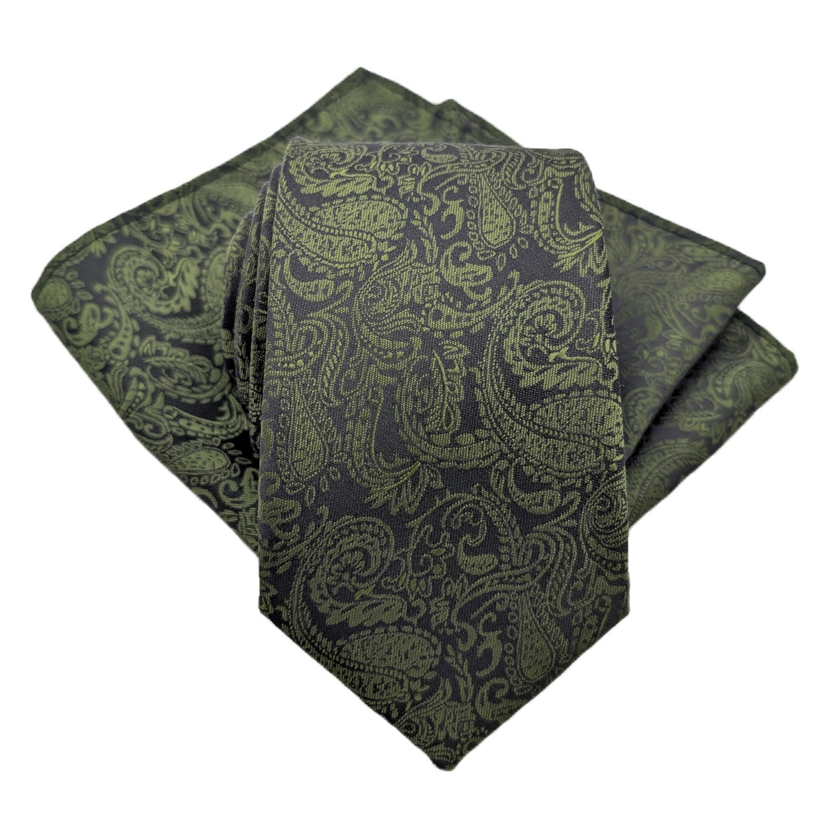 Black & Olive Paisley Wedding Tie