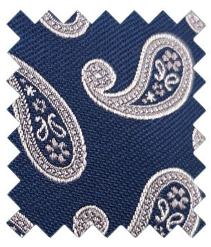 Navy & Silver Paisley Silk Wedding Swatch