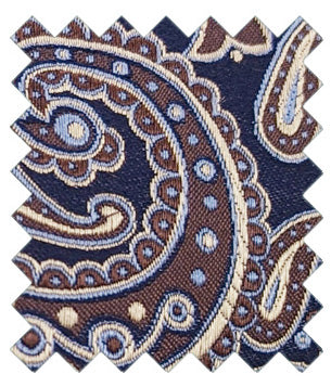 Navy & Beige Paisley Silk Wedding Swatch