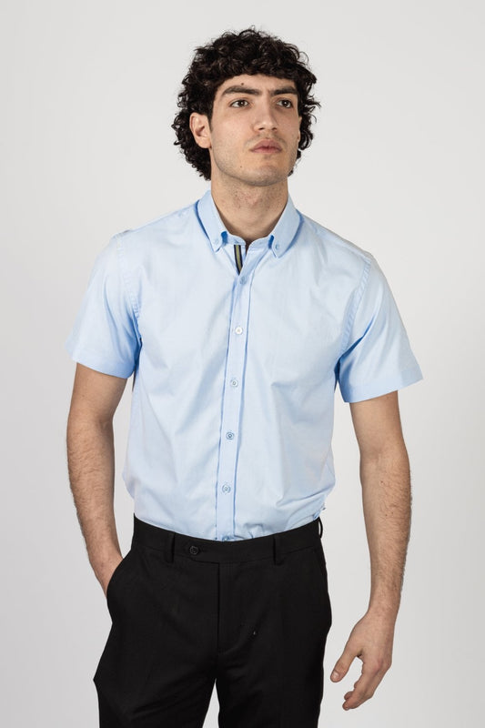 Vito Sky Blue Short Sleeve Shirt - Shirts - - THREADPEPPER