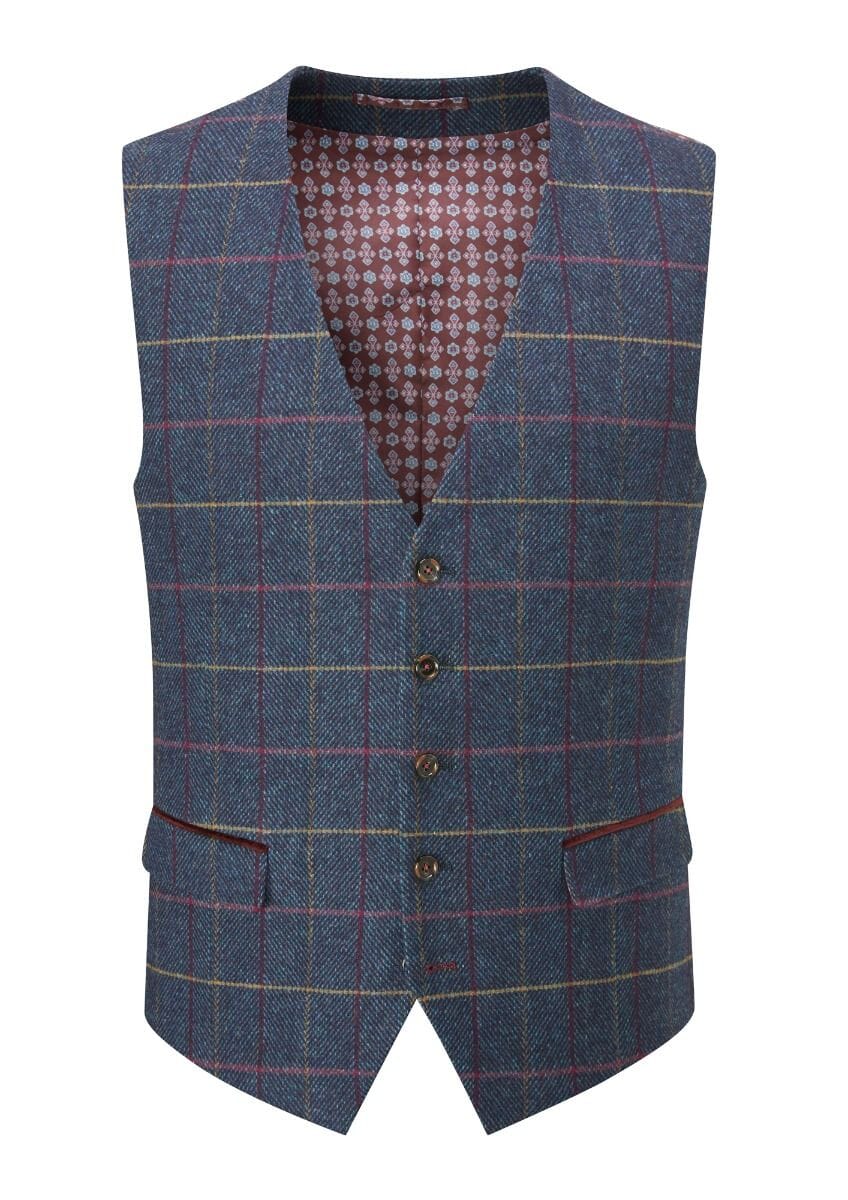 Doyle Navy Check Waistcoat - DUE 5/8/23 - Waistcoats - 36R - THREADPEPPER